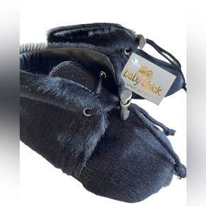 Baby Chick vintage Leather Black Pony Leather Infant Shoes Made in Italy